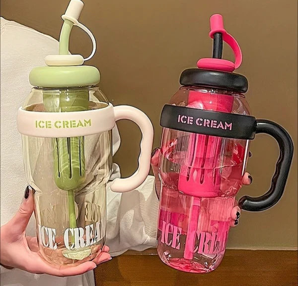 1300ml Large Capacity Tumbler Glass with Straw & Strawcap.