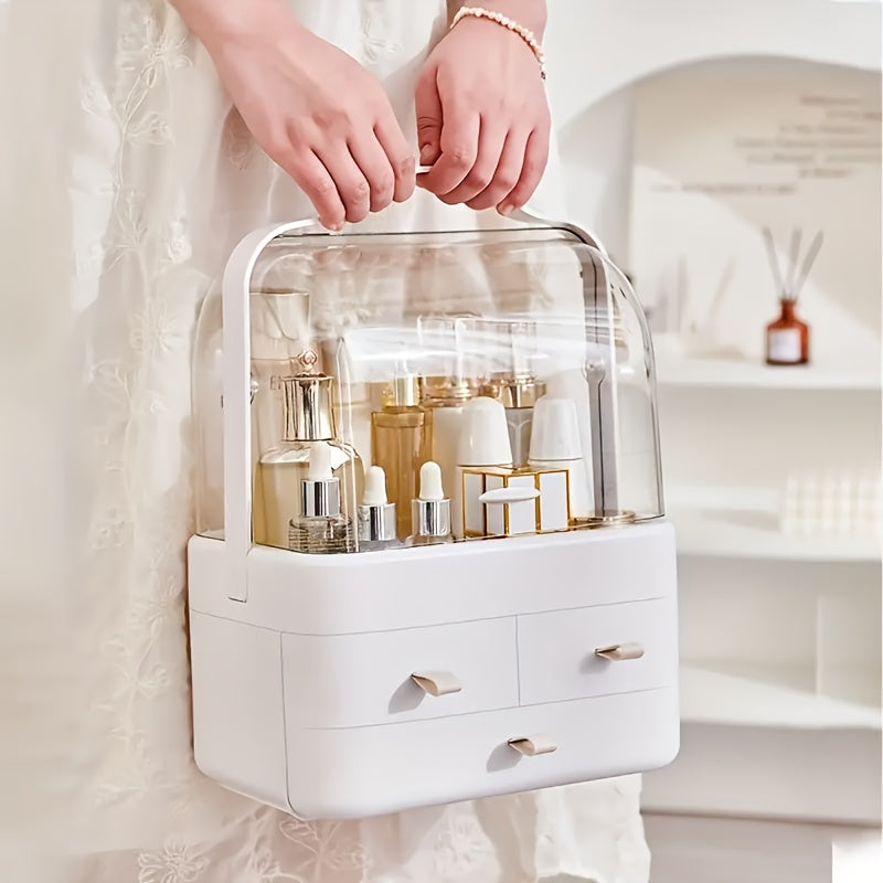 Premium Dustproof Makeup Organizer with Handle & Drawers