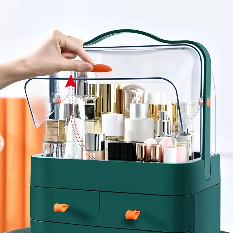 Premium Dustproof Makeup Organizer with Handle & Drawers