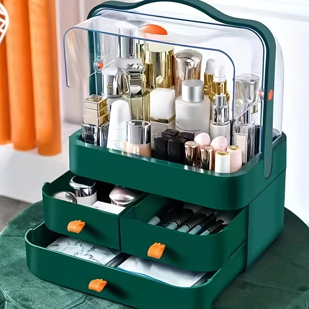 Premium Dustproof Makeup Organizer with Handle & Drawers