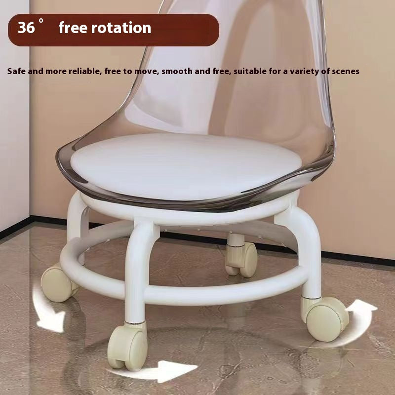360° Rotating Transparent Acrylic Chair with Smooth Wheels