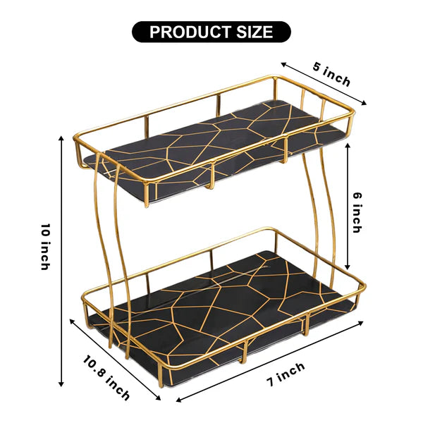 2-Tier Rectangular Golden Vanity Stand