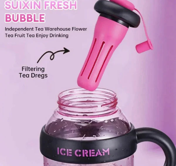 1300ml Large Capacity Tumbler Glass with Straw & Strawcap.