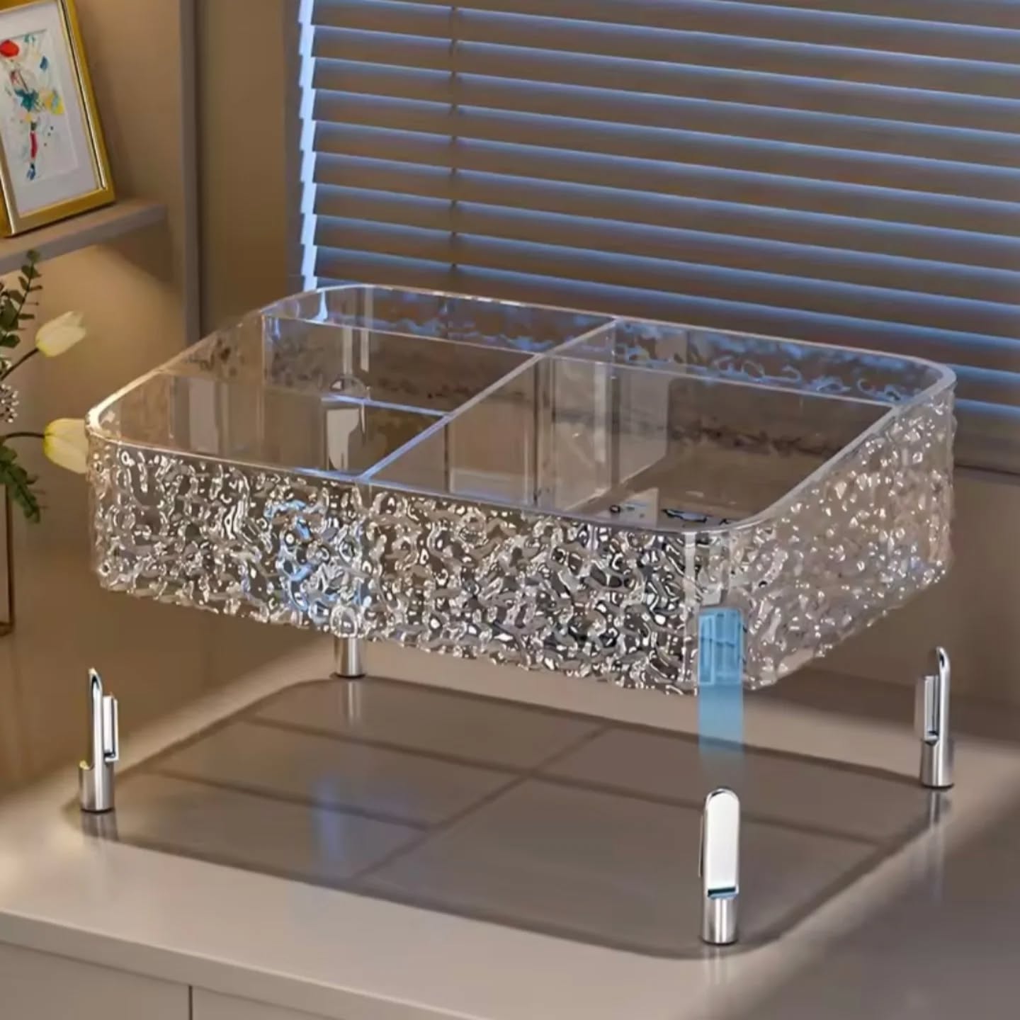 Acrylic Desktop Glacier Style Makeup Organizer