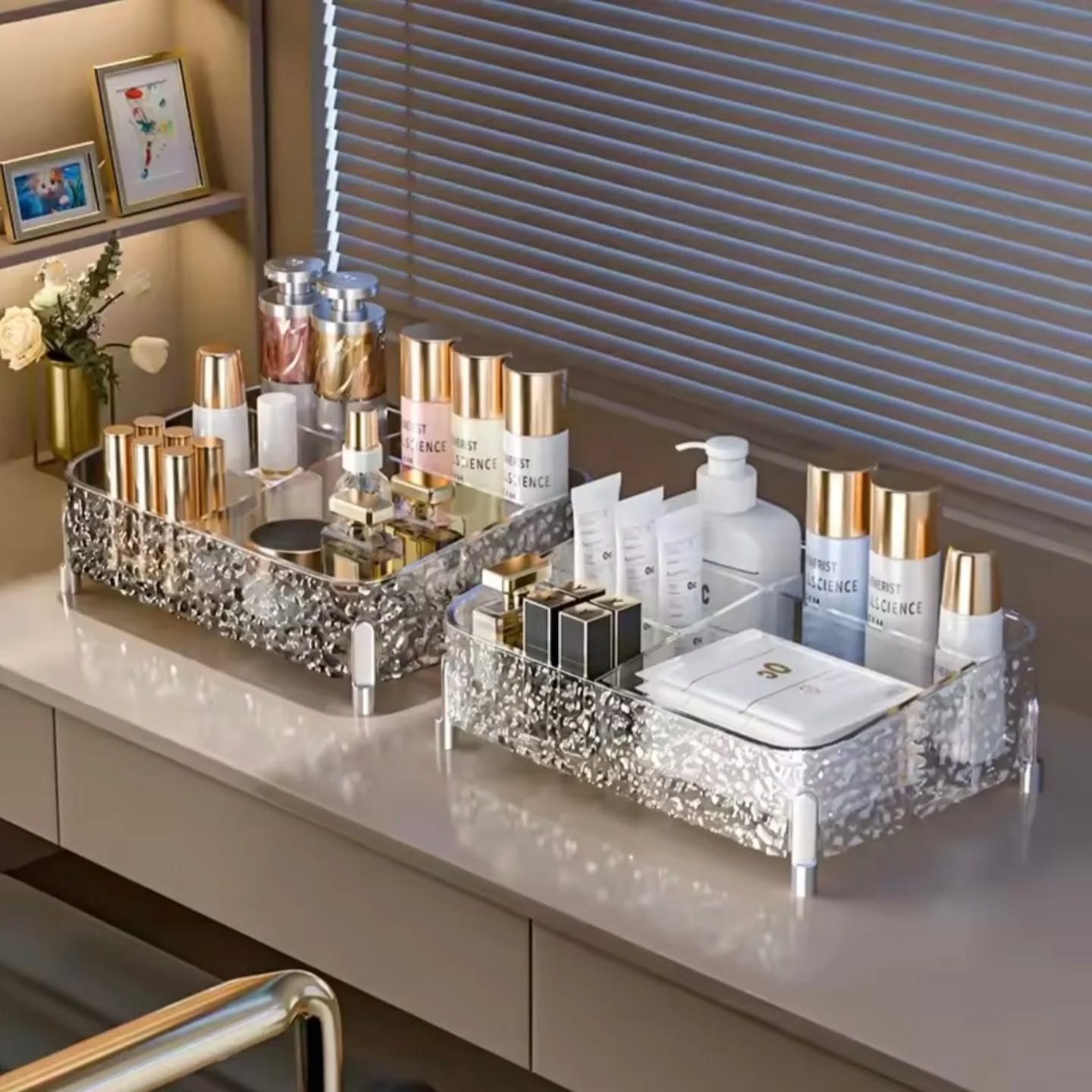 Acrylic Desktop Glacier Style Makeup Organizer