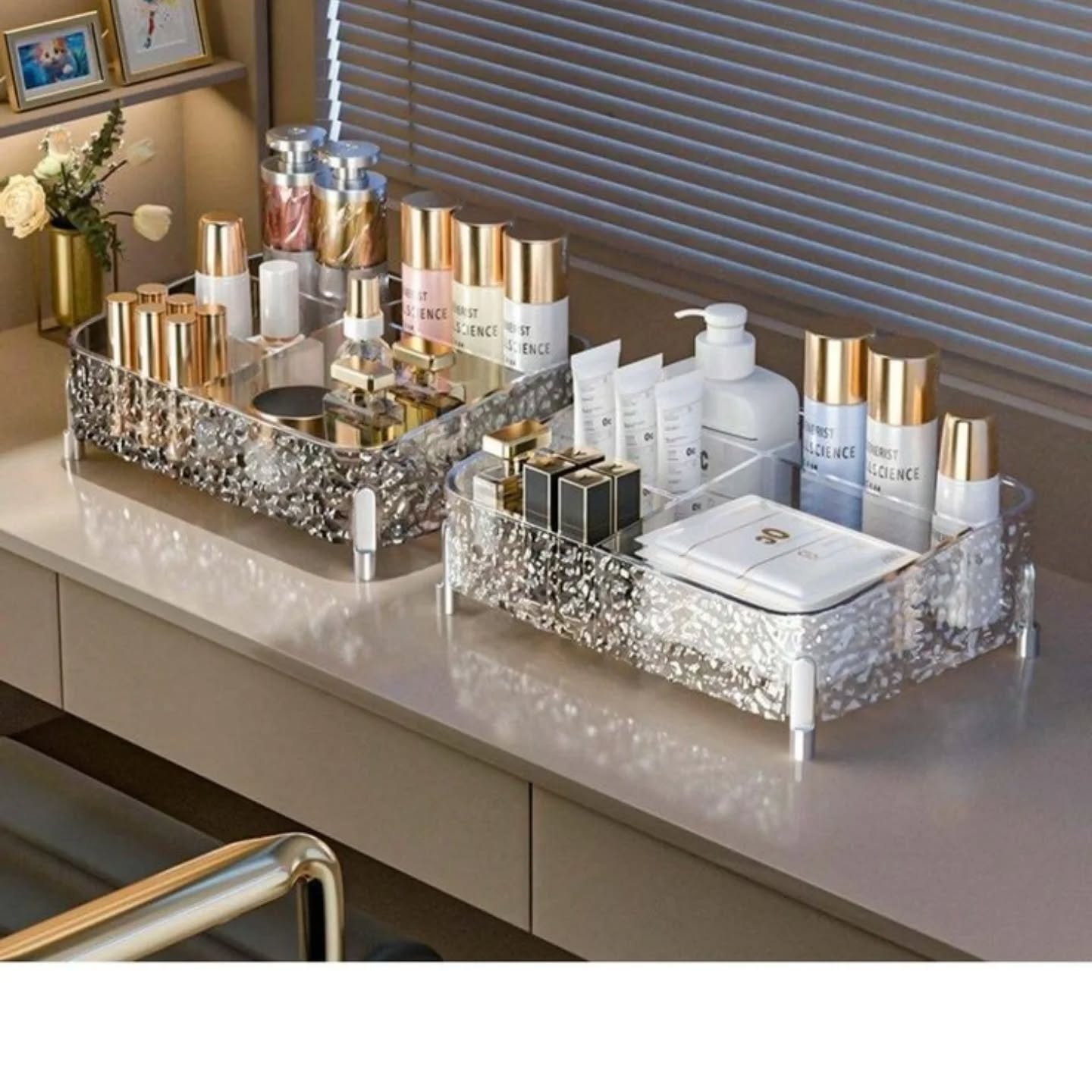 Acrylic Desktop Glacier Style Makeup Organizer