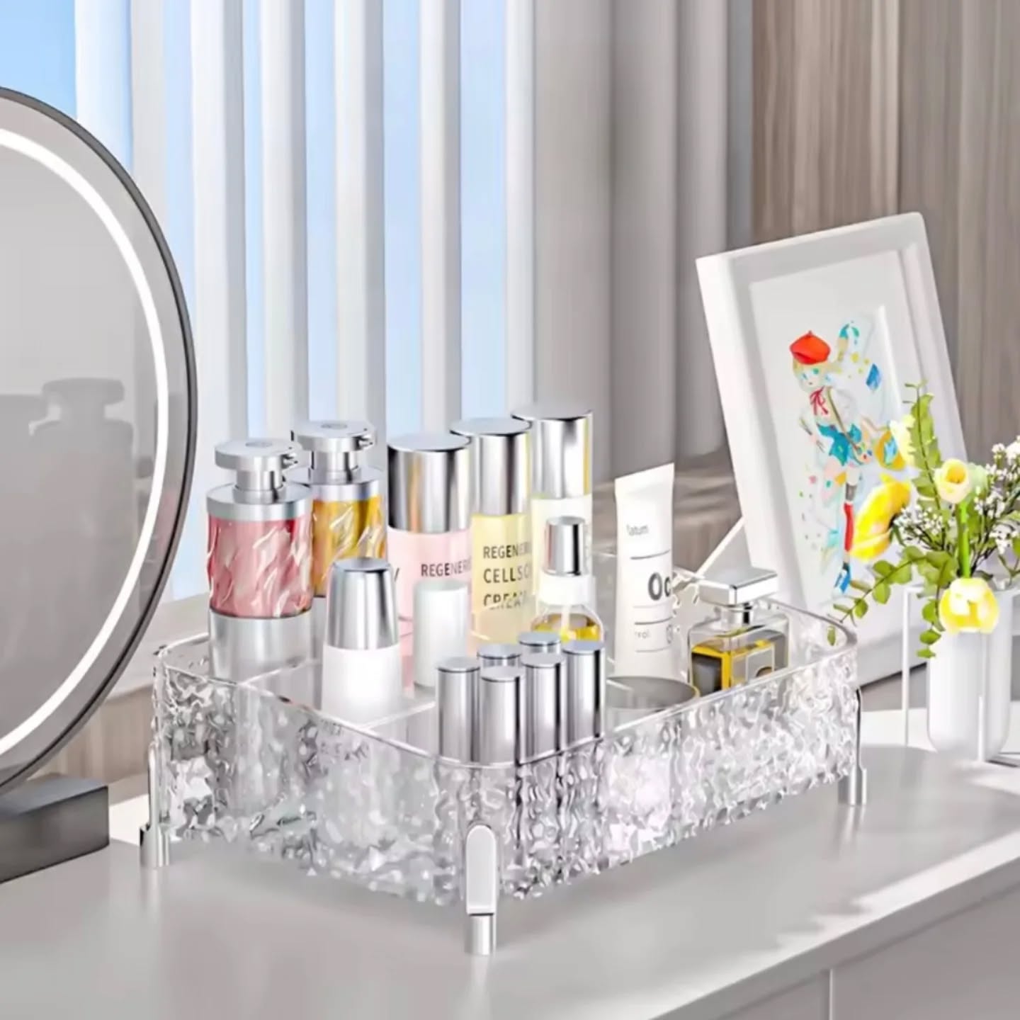 Acrylic Desktop Glacier Style Makeup Organizer