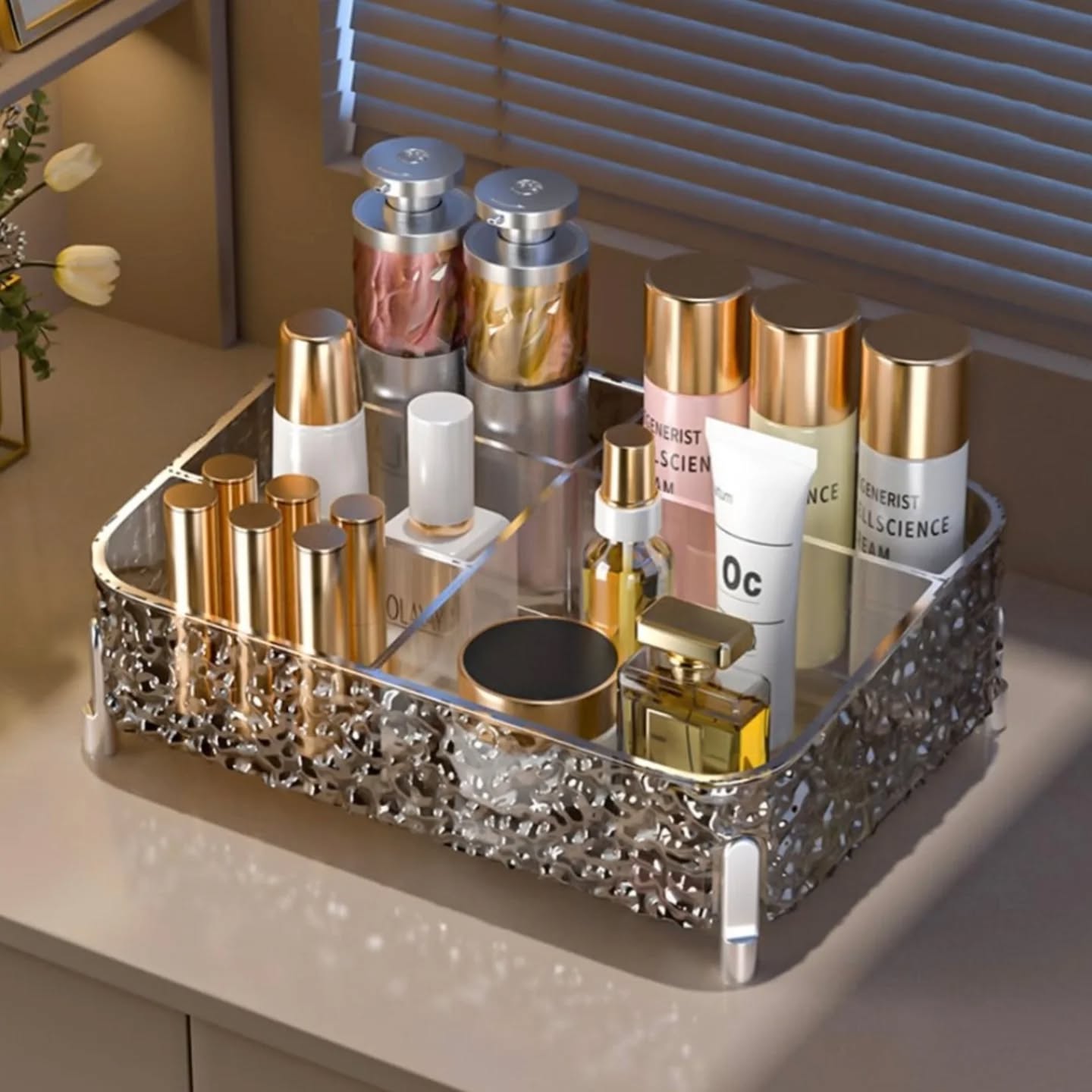 Acrylic Desktop Glacier Style Makeup Organizer