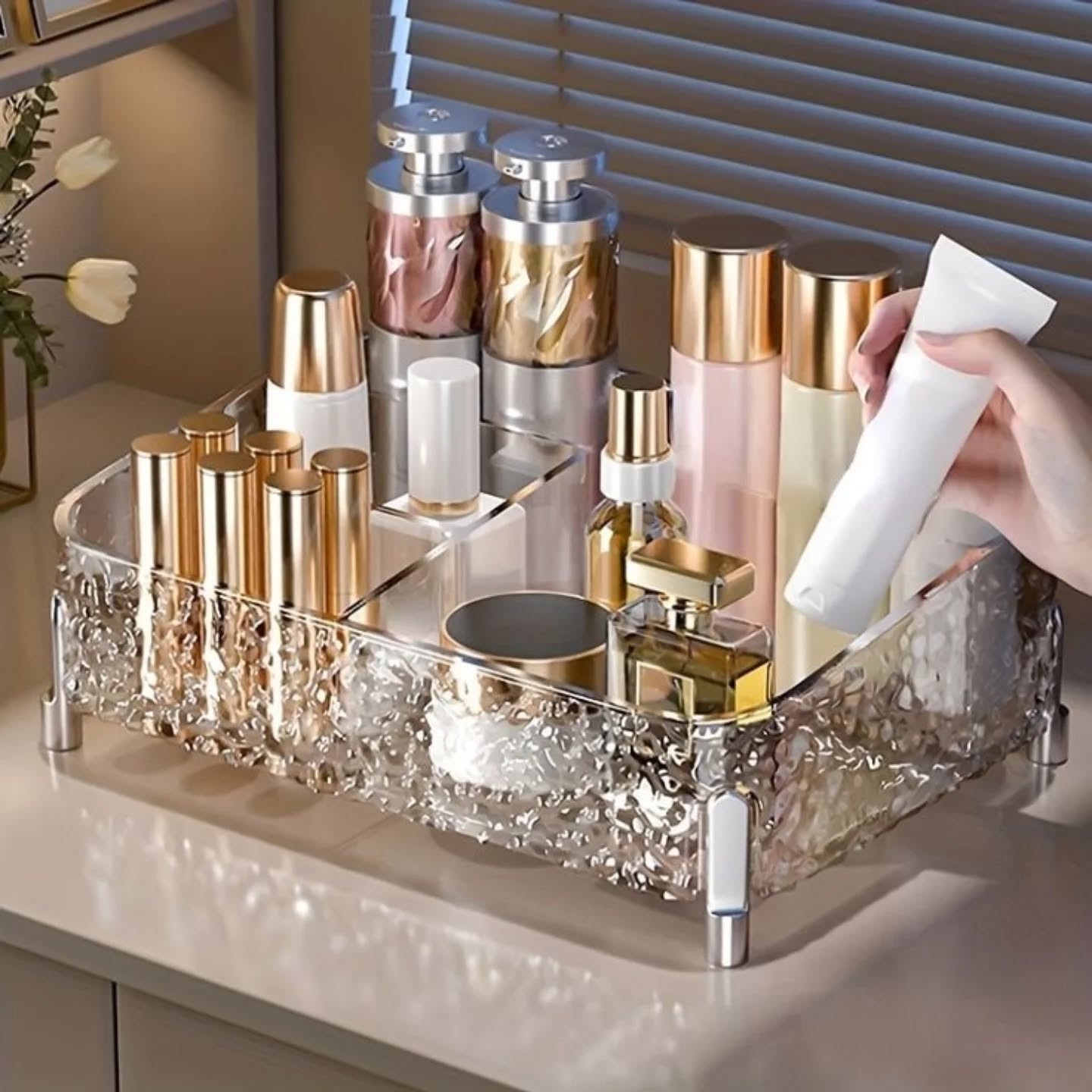 Acrylic Desktop Glacier Style Makeup Organizer
