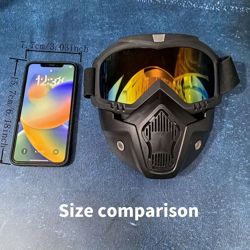 Motorcycle Helmet Riding Goggles with Detachable Face Mask