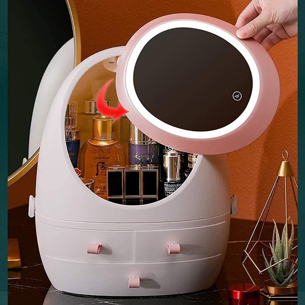 Creative Egg Shaped LED HD Mirror Makeup Storage Box