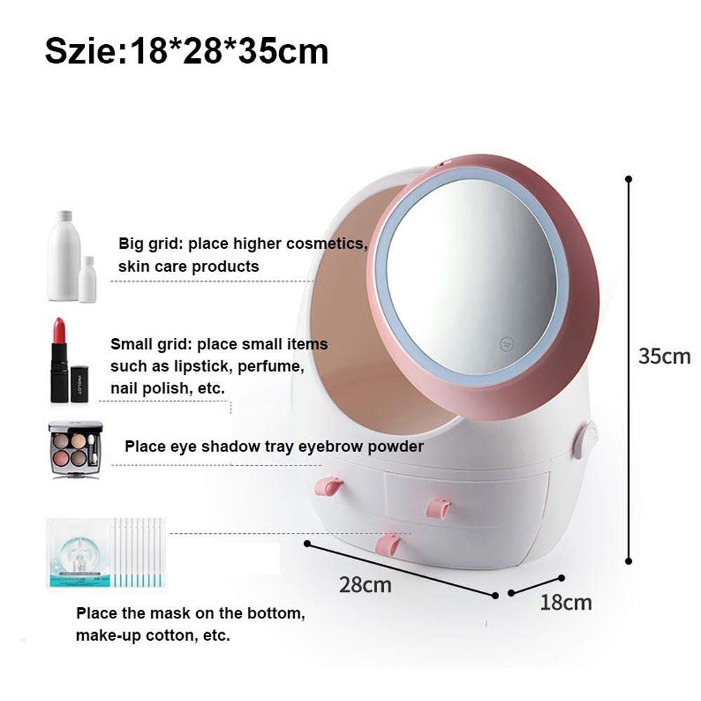 Creative Egg Shaped LED HD Mirror Makeup Storage Box