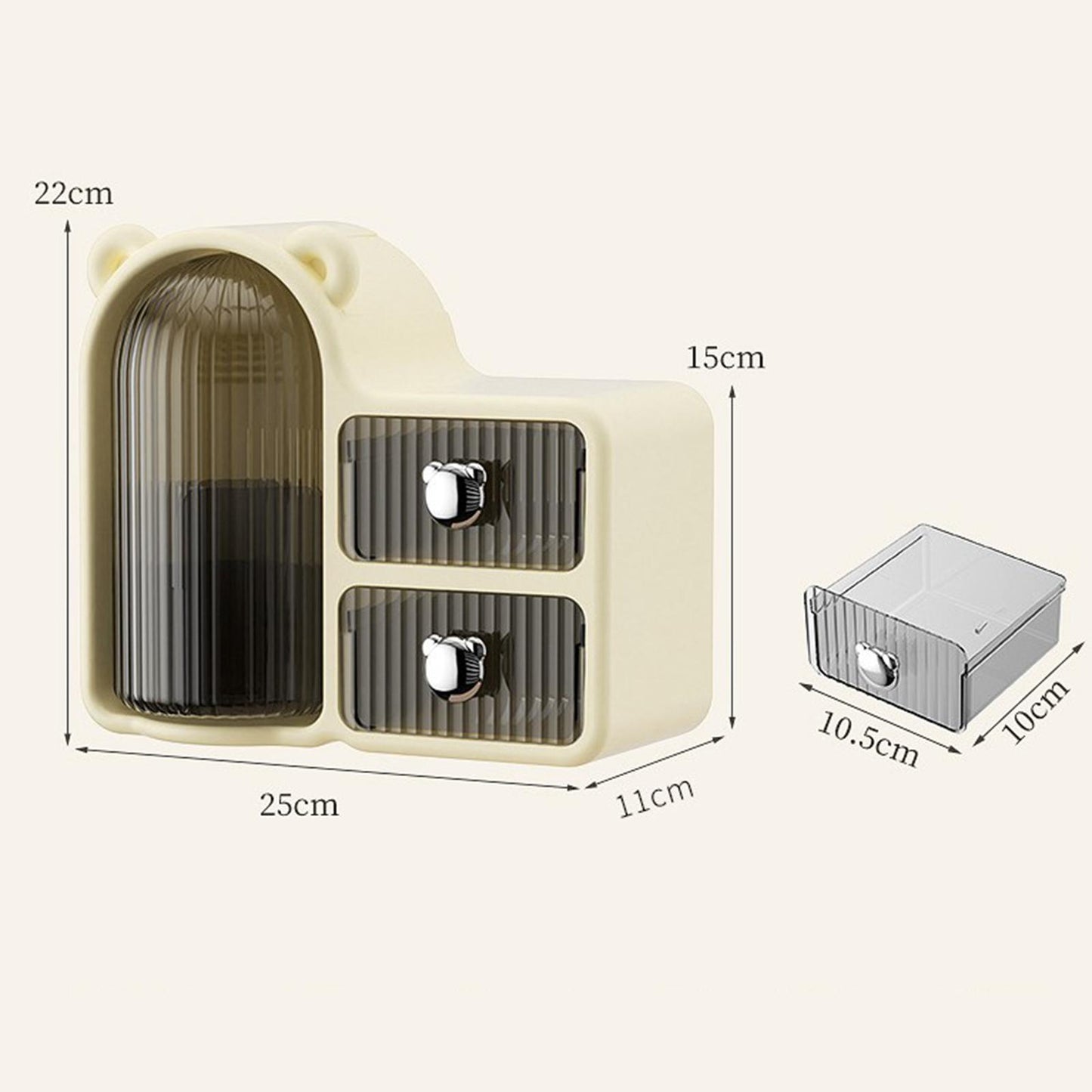 Bear-Shaped 360° Cosmetic Organizer with Drawers