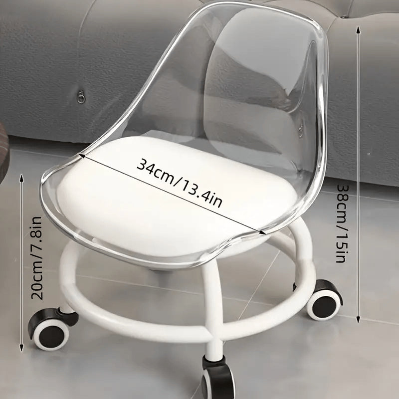 360° Rotating Transparent Acrylic Chair with Smooth Wheels
