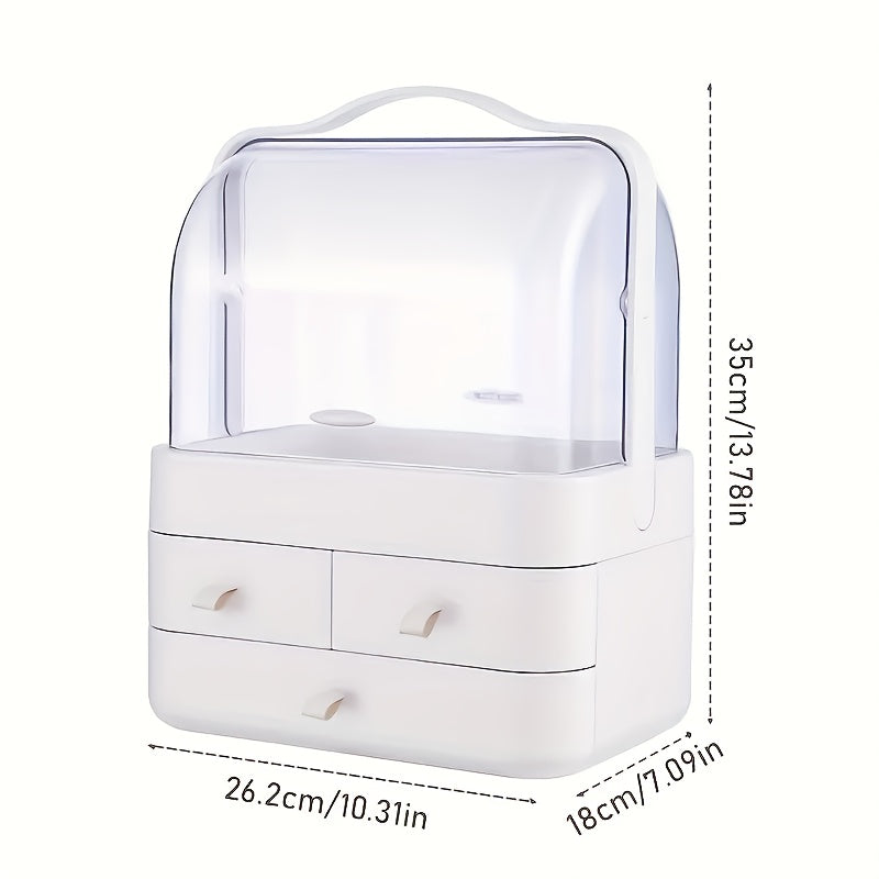Premium Dustproof Makeup Organizer with Handle & Drawers