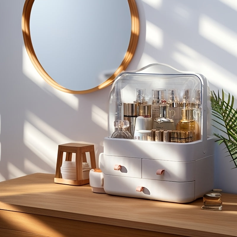 Premium Dustproof Makeup Organizer with Handle & Drawers