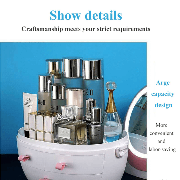 Creative Egg Shaped LED HD Mirror Makeup Storage Box