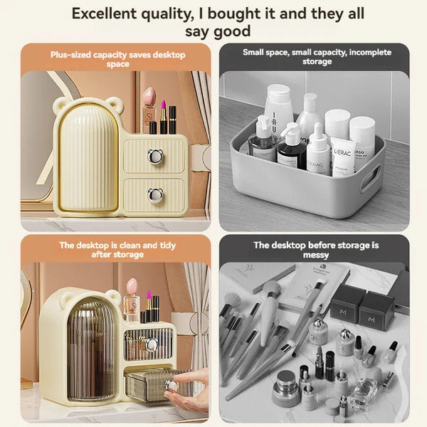 Bear-Shaped 360° Cosmetic Organizer with Drawers