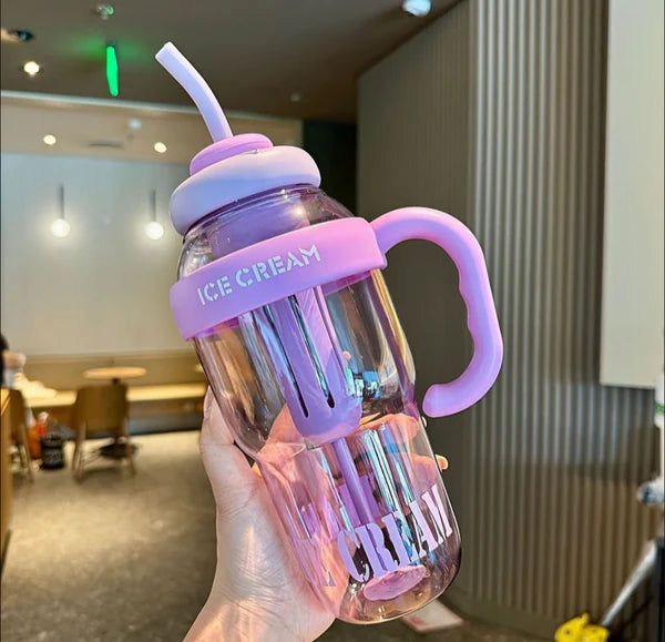 1300ml Large Capacity Tumbler Glass with Straw & Strawcap.