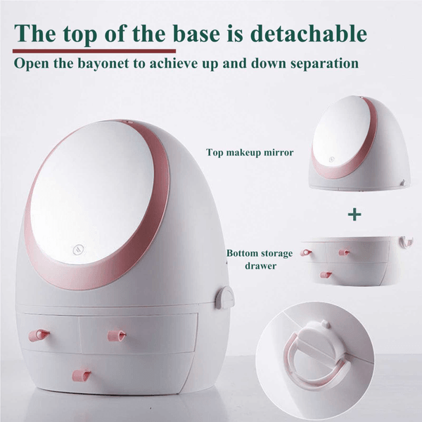 Creative Egg Shaped LED HD Mirror Makeup Storage Box
