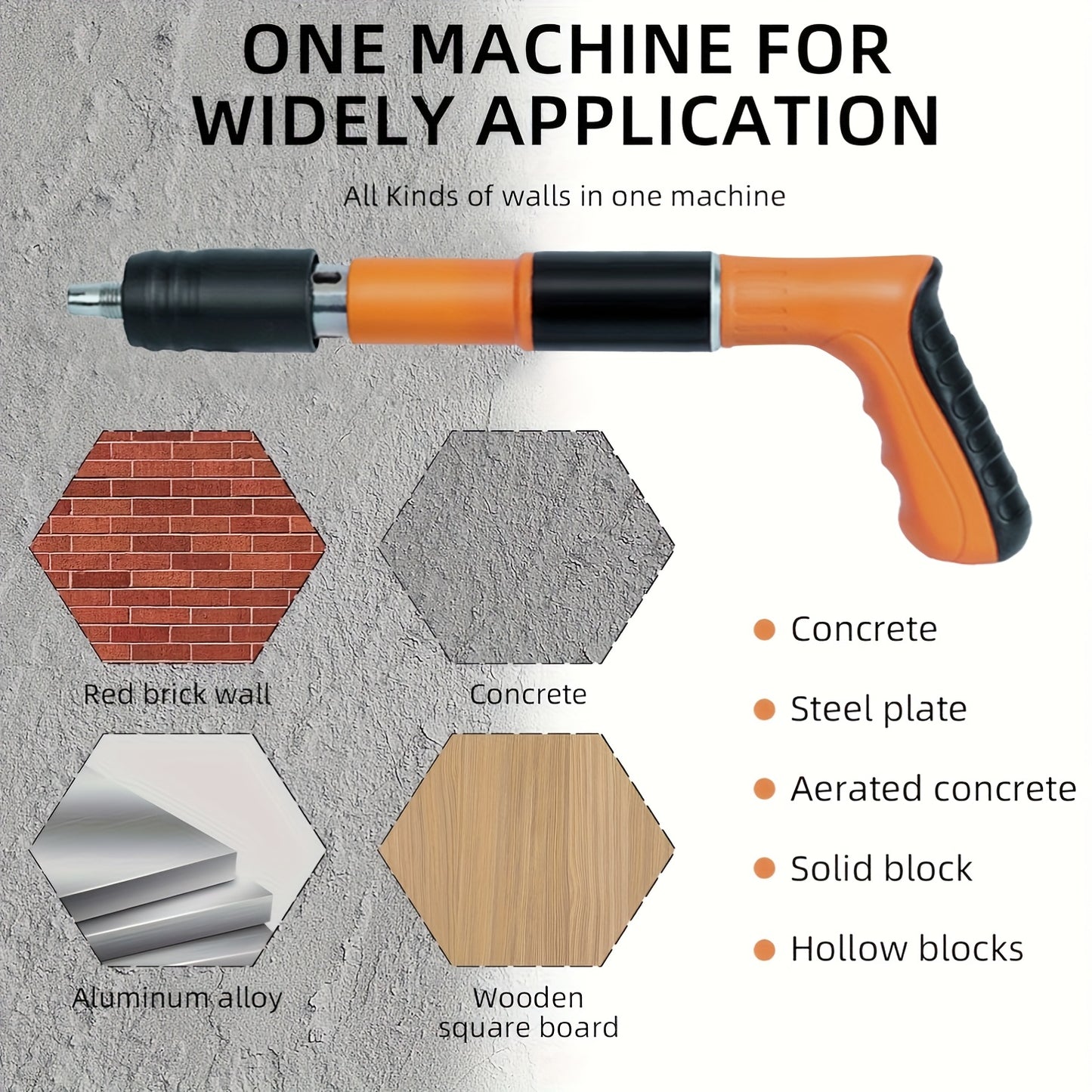 Concrete Nail Machine Kit with Free Nails,5 Speed Adjustable Manual Steel Nailer - Built in Air Nailer for Red Brick Walls,Concrete Walls