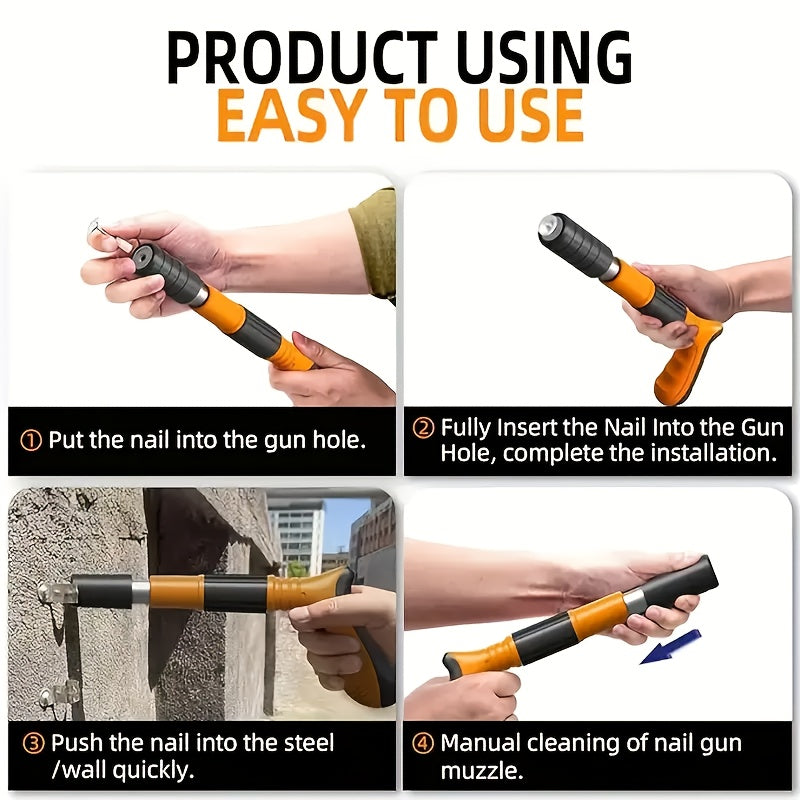 Concrete Nail Machine Kit with Free Nails,5 Speed Adjustable Manual Steel Nailer - Built in Air Nailer for Red Brick Walls,Concrete Walls