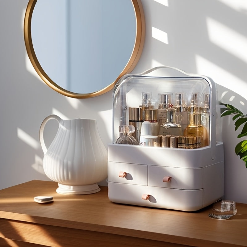 Premium Dustproof Makeup Organizer with Handle & Drawers