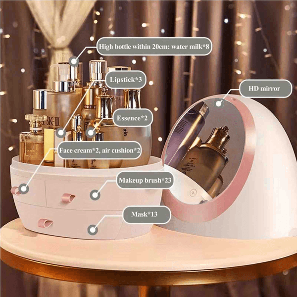 Creative Egg Shaped LED HD Mirror Makeup Storage Box