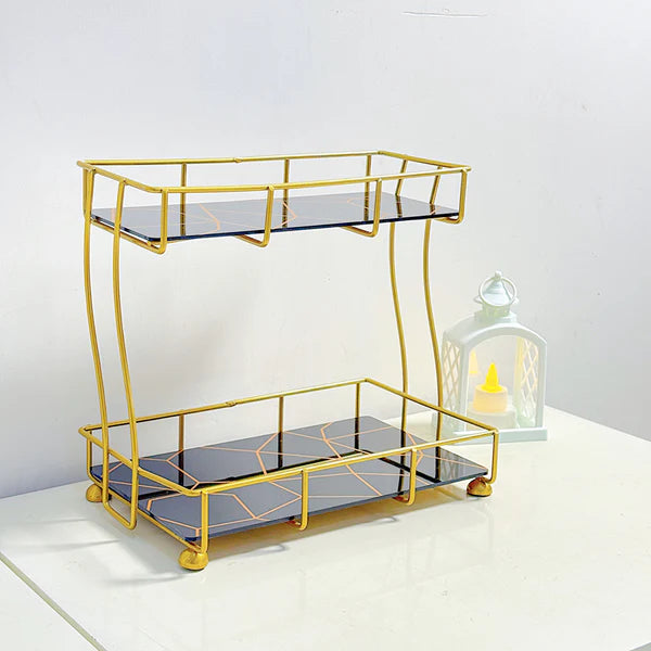2-Tier Rectangular Golden Vanity Stand