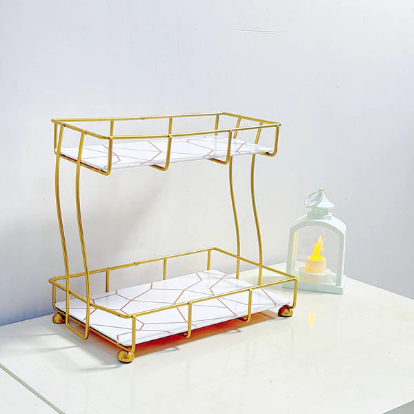 2-Tier Rectangular Golden Vanity Stand