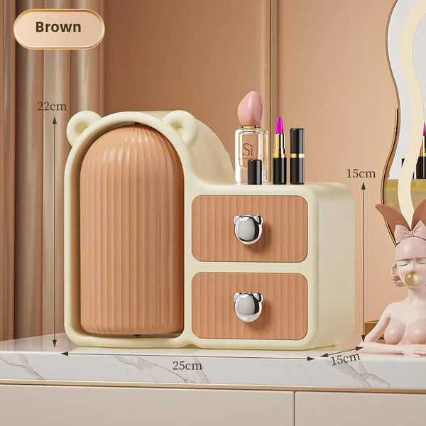 Bear-Shaped 360° Cosmetic Organizer with Drawers