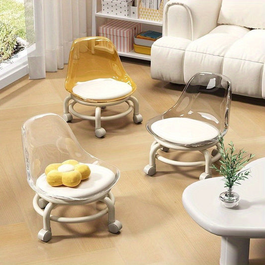 360° Rotating Transparent Acrylic Chair with Smooth Wheels
