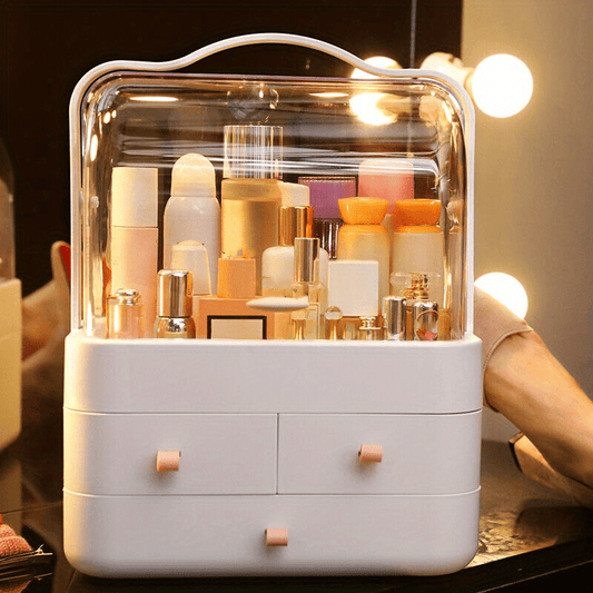 Premium Dustproof Makeup Organizer with Handle & Drawers