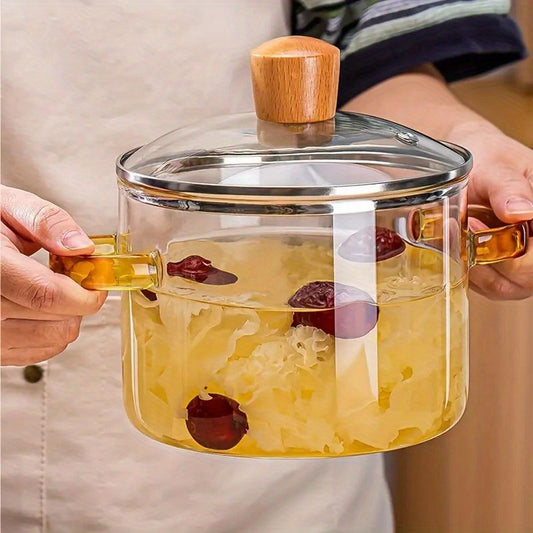Heat Resistant High Borosilicate Glass Stockpot with Lid