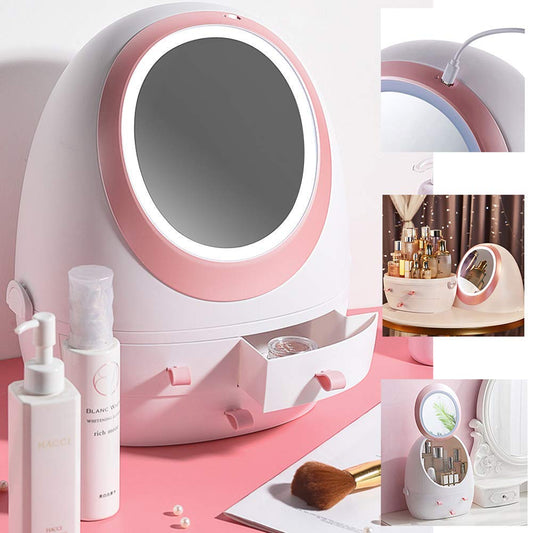 Creative Egg Shaped LED HD Mirror Makeup Storage Box