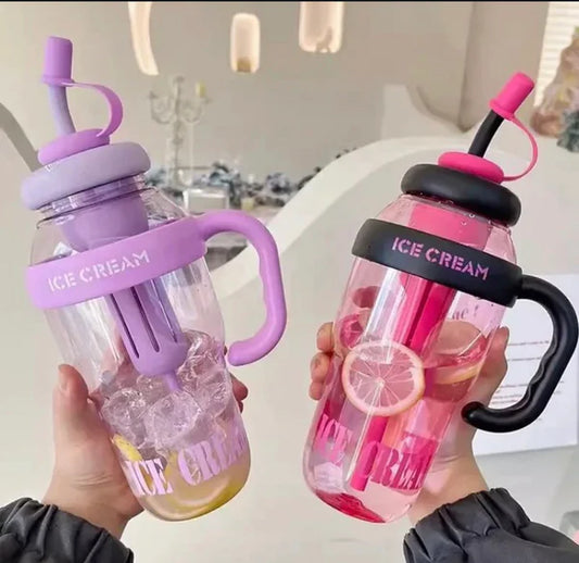 1300ml Large Capacity Tumbler Glass with Straw & Strawcap.
