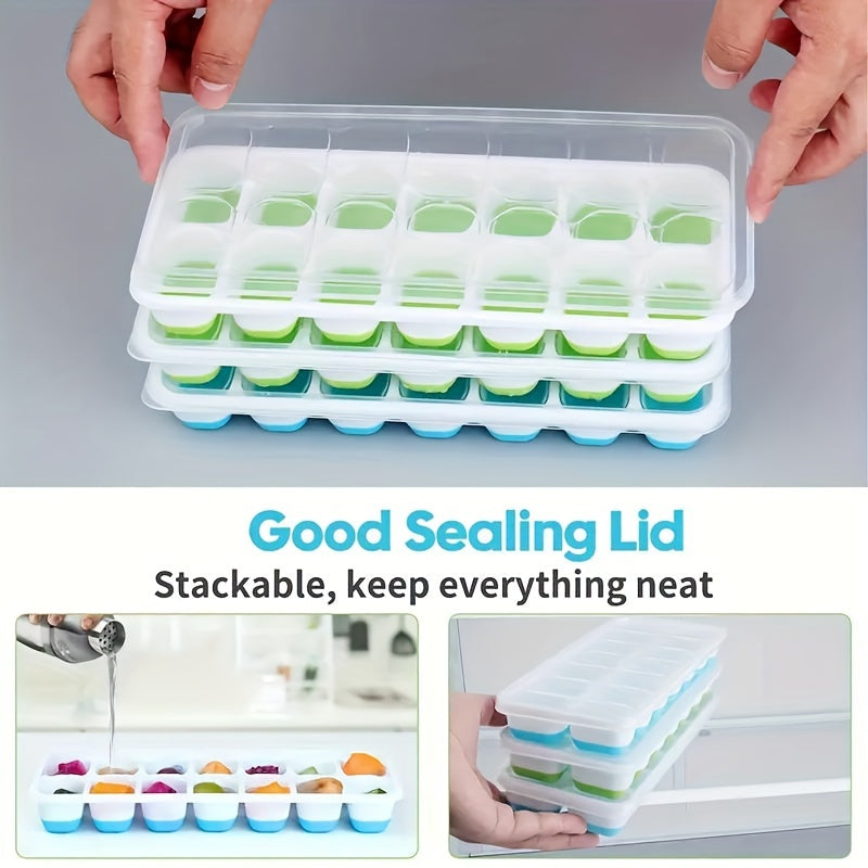 Silicone Pop-Up Ice Cube Tray with Lid